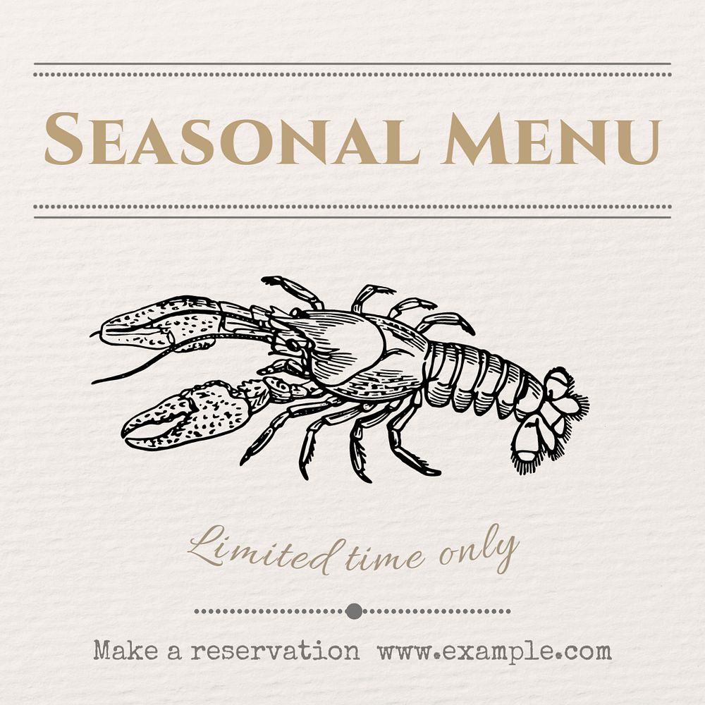 Seasonal menu Instagram post template, editable text