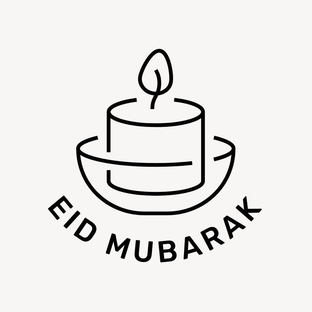 Eid Mubarak editable logo, line art design