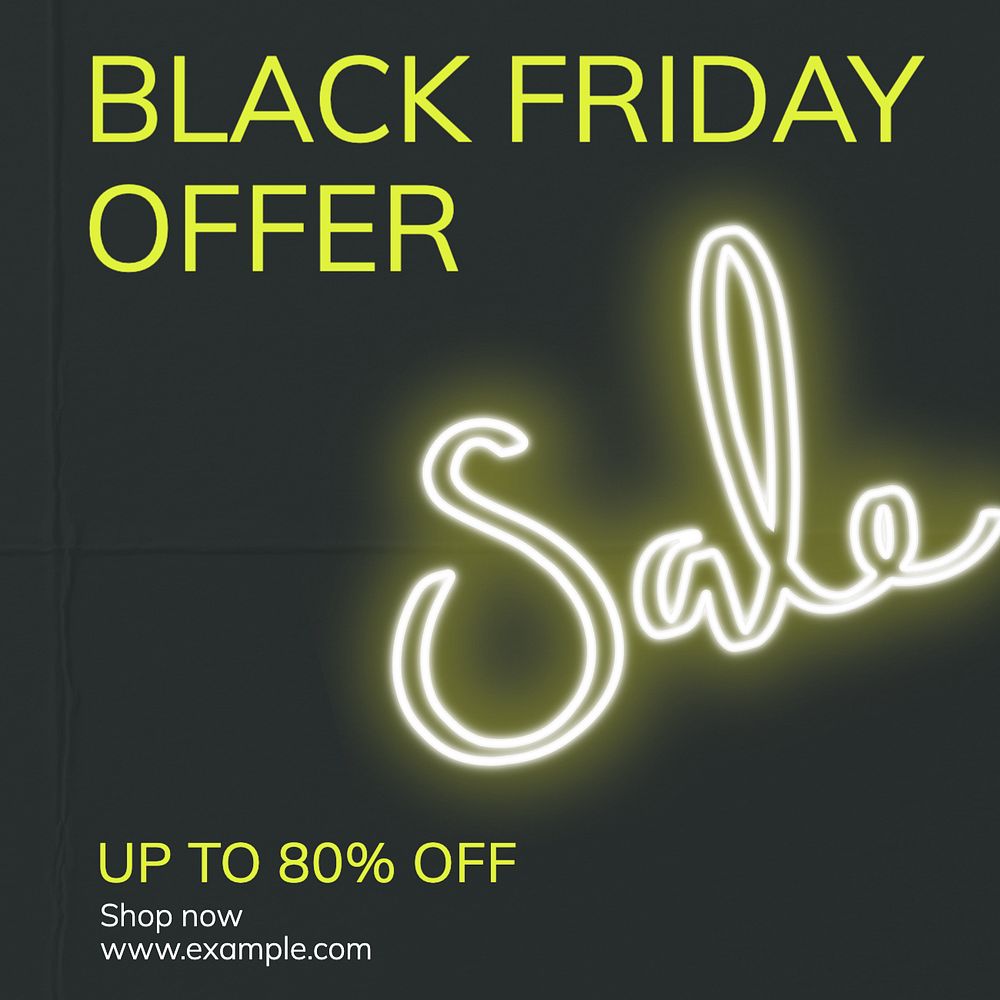 Black Friday offer Instagram post template, editable text