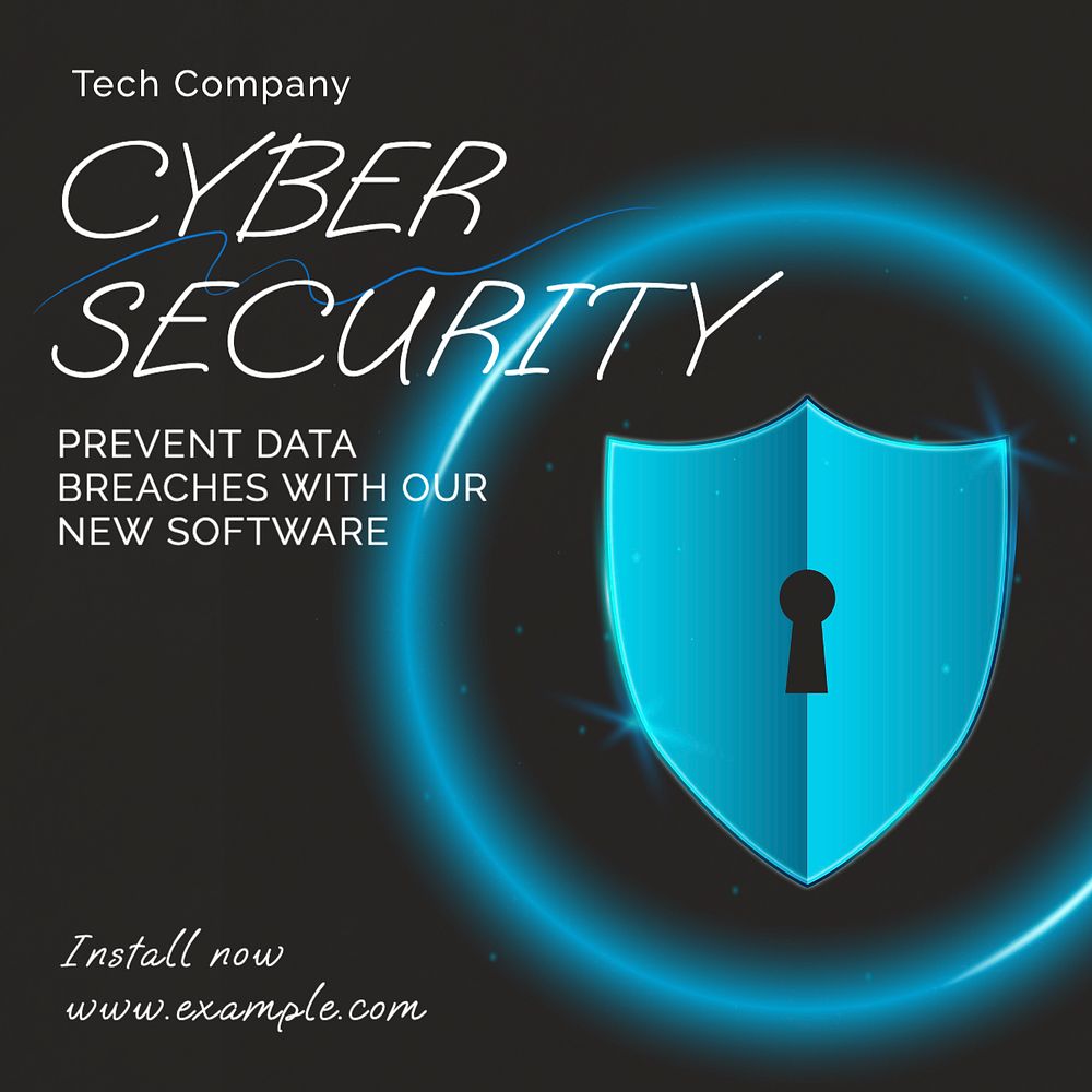 Cyber security Instagram post template, editable text