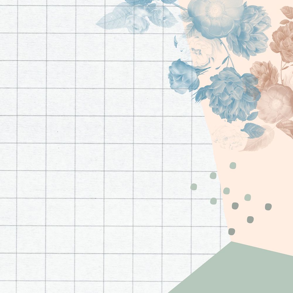 Flower vintage  illustration on grid, editable design