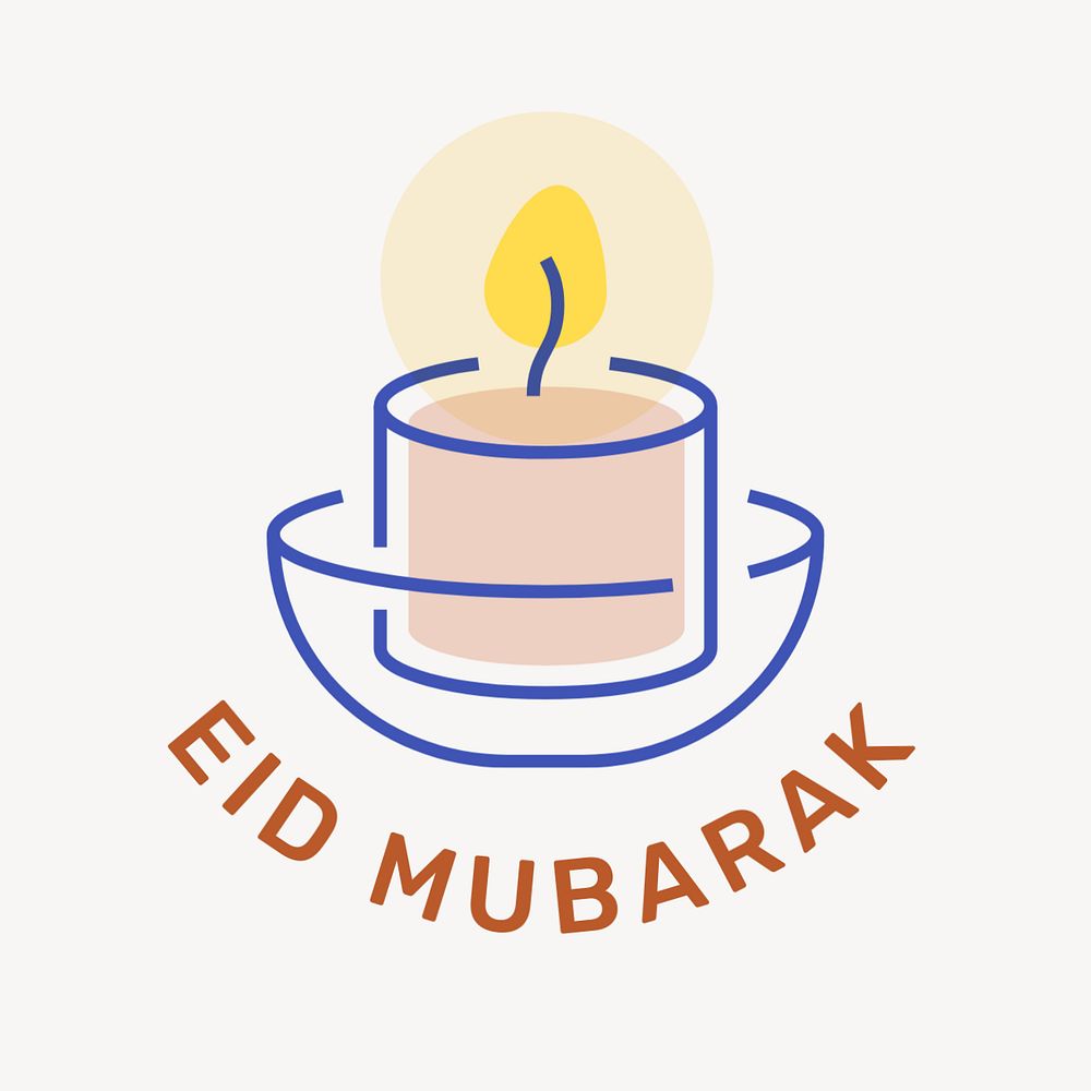 Eid Mubarak editable logo, line art design