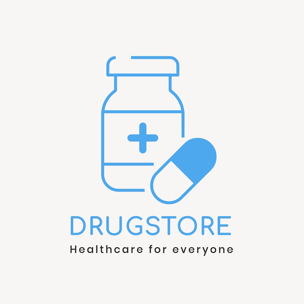 Drugstore editable logo, line art design