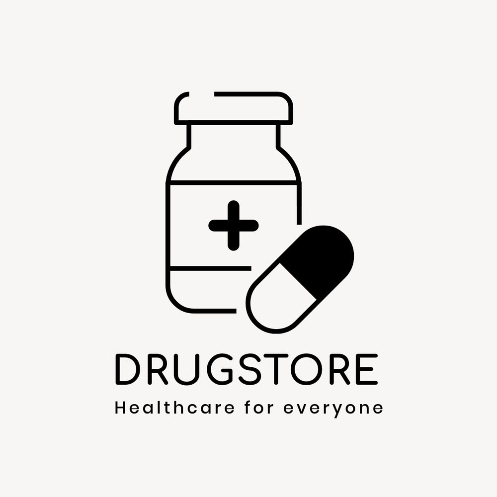 Drugstore editable logo, line art design