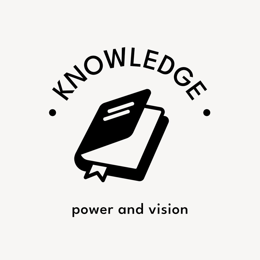 Textbook knowledge editable logo, line art design