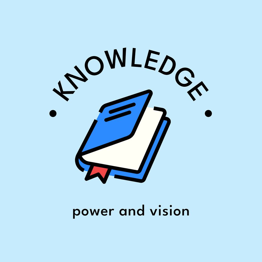 Textbook knowledge editable logo, line art design