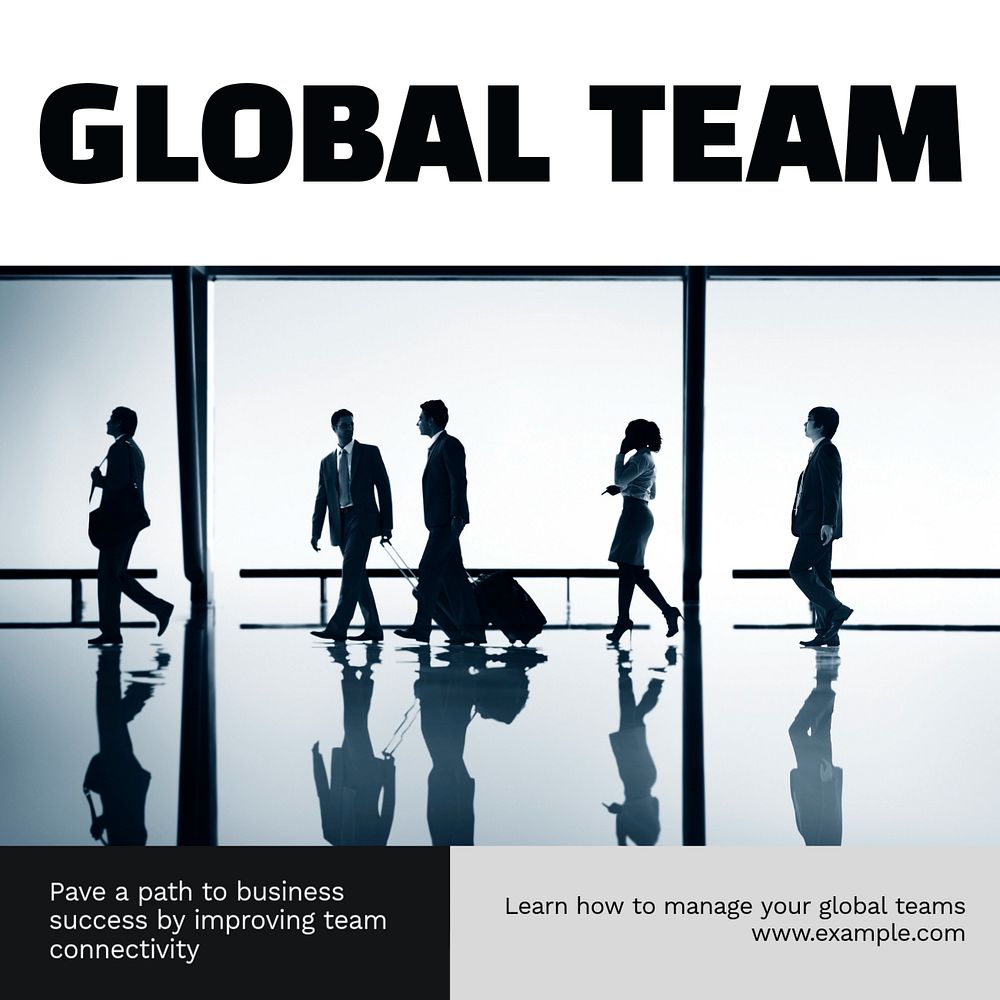 Global team management Instagram post template, editable text