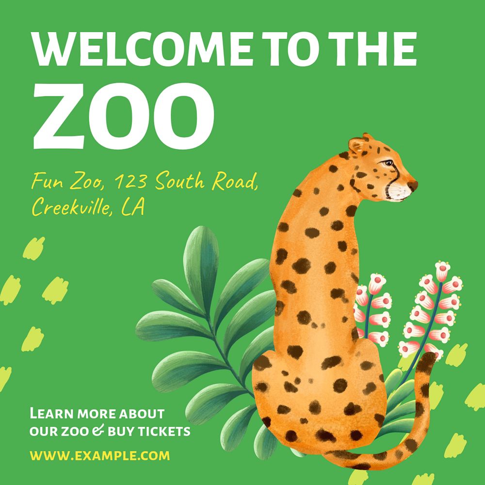 Zoo Instagram post template, editable text