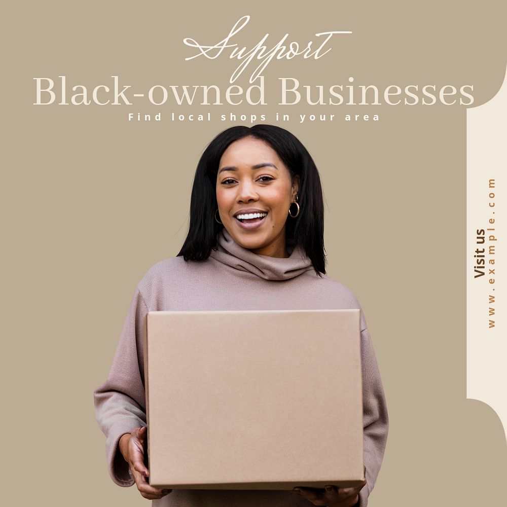 Support black-owned business Instagram post template, editable text