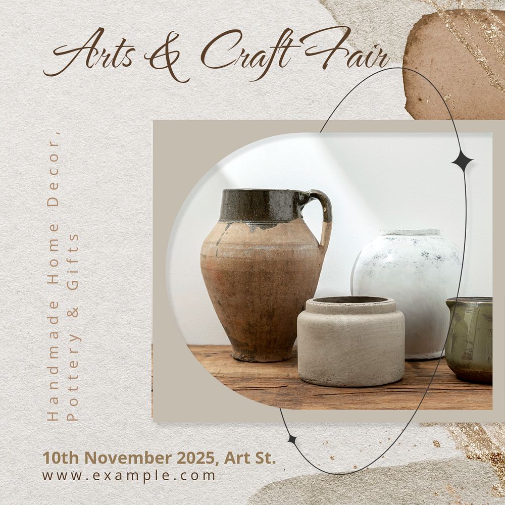 Art & craft fair Instagram post template, editable text