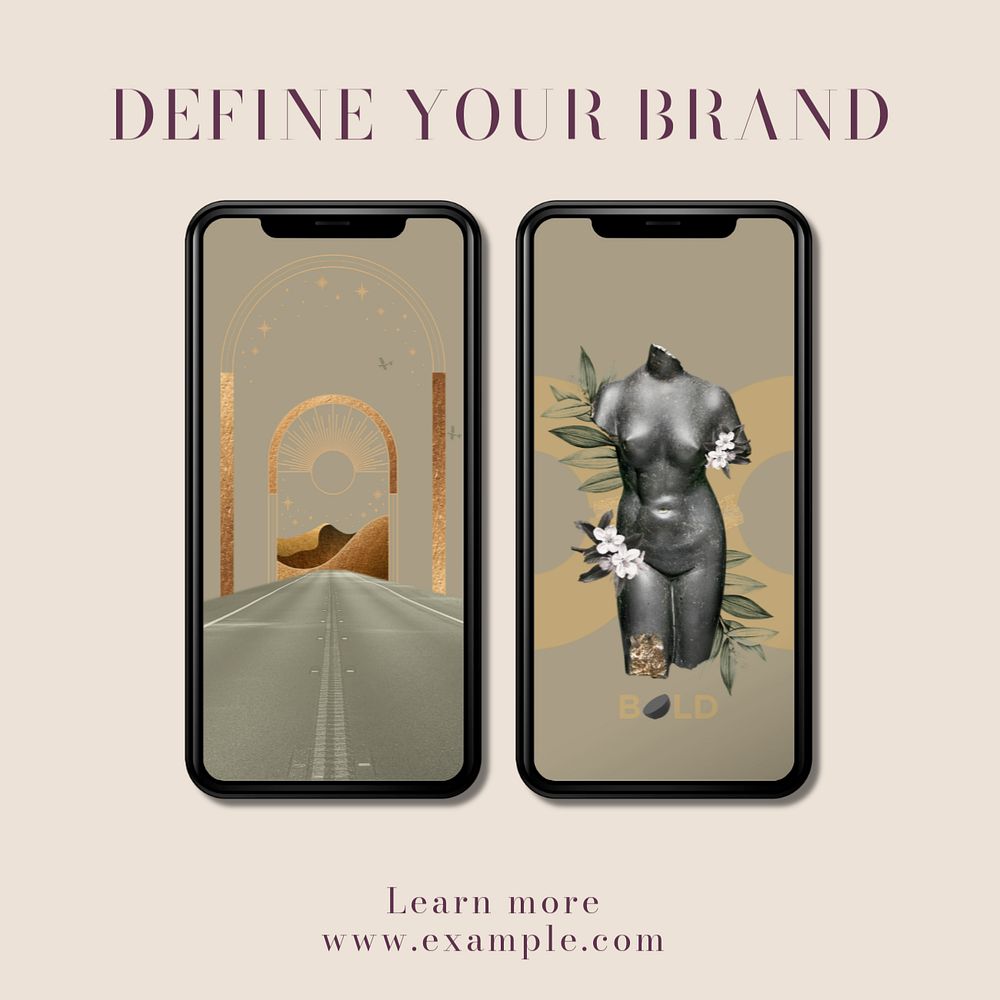 Define your brand Instagram post template, editable text