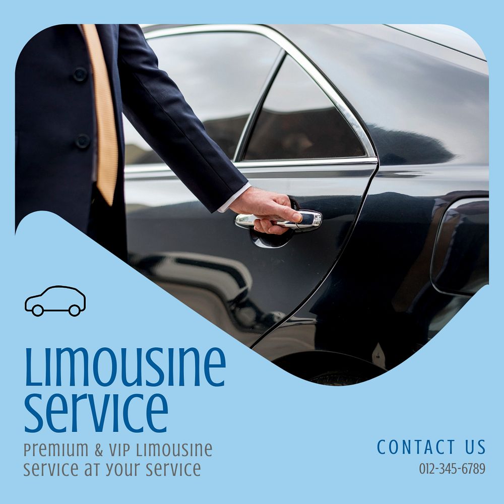 Limousine service Instagram post template, editable text