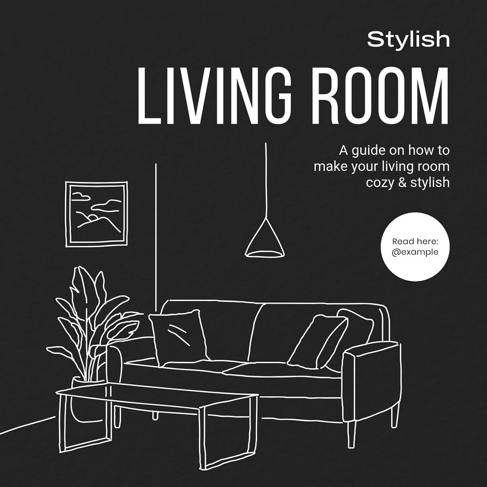 Stylish living room Instagram post template, editable text