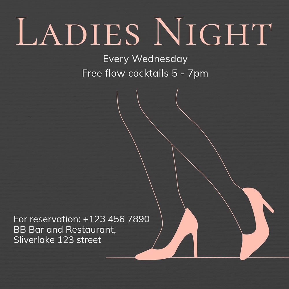 Ladies night Instagram post template, editable text