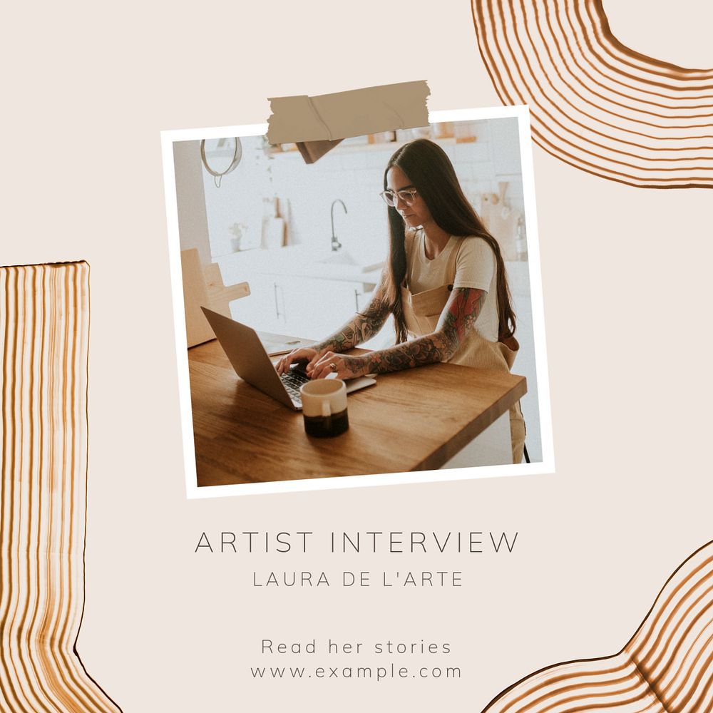 Artist interview Facebook post template, editable design