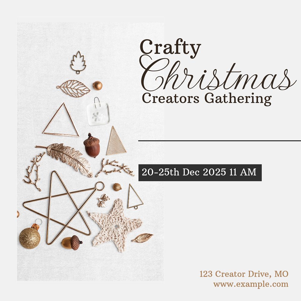 Crafty Christmas Facebook post template, editable design