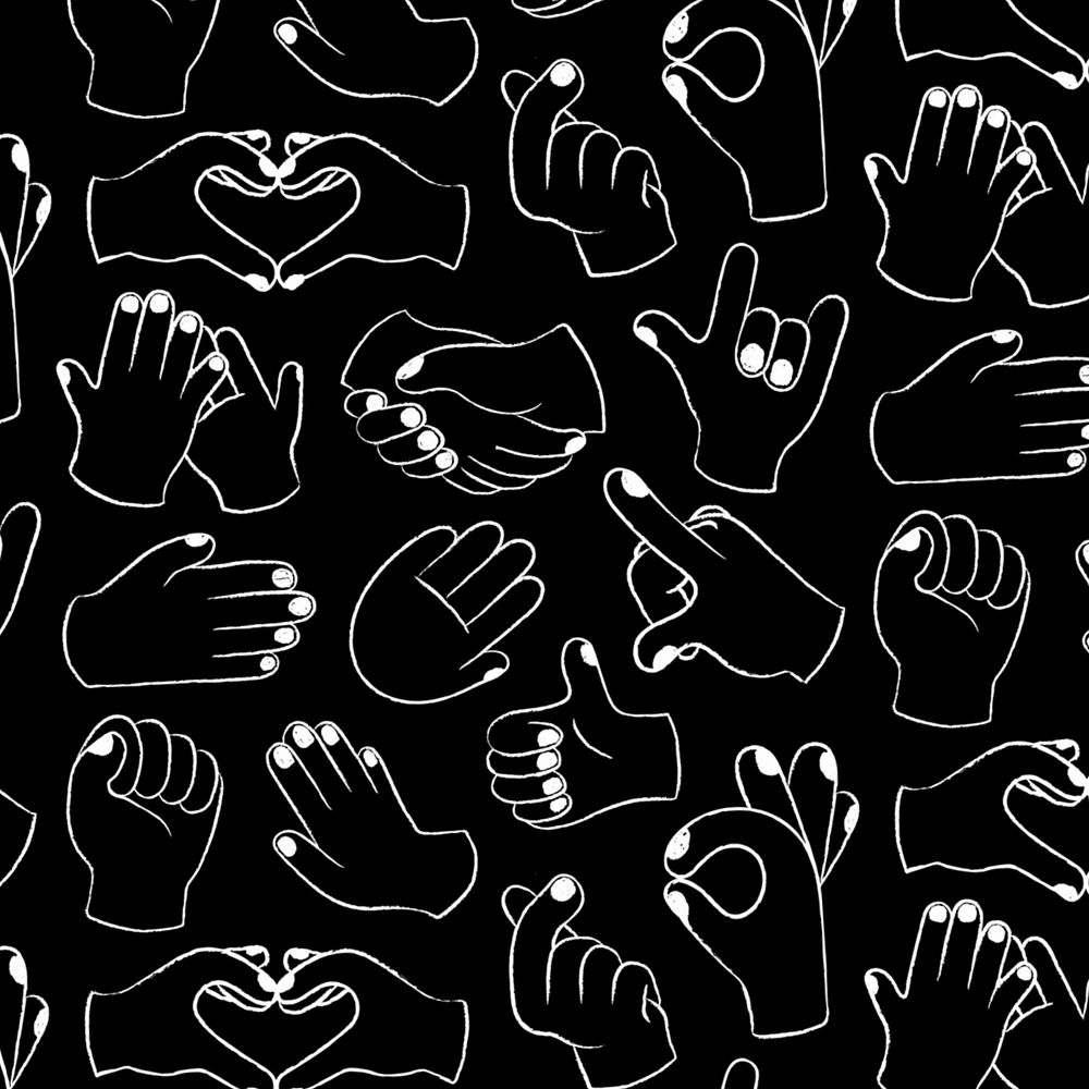 Hand sign illustration, love & peace editable design