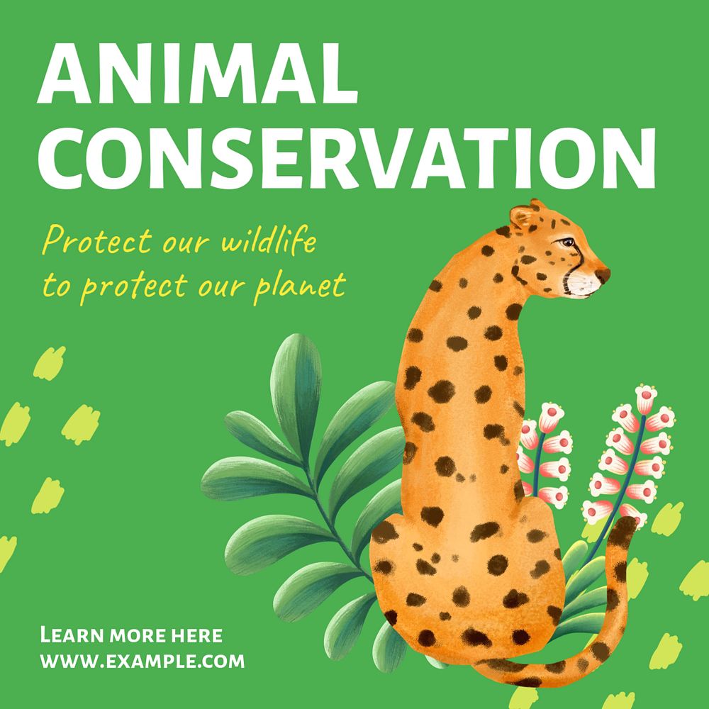 Animal conservation Instagram post template, editable text