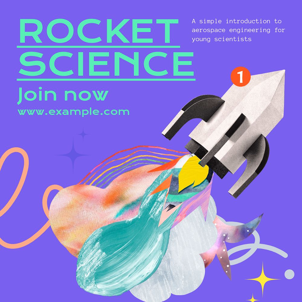 Rocket science Instagram post template, editable text