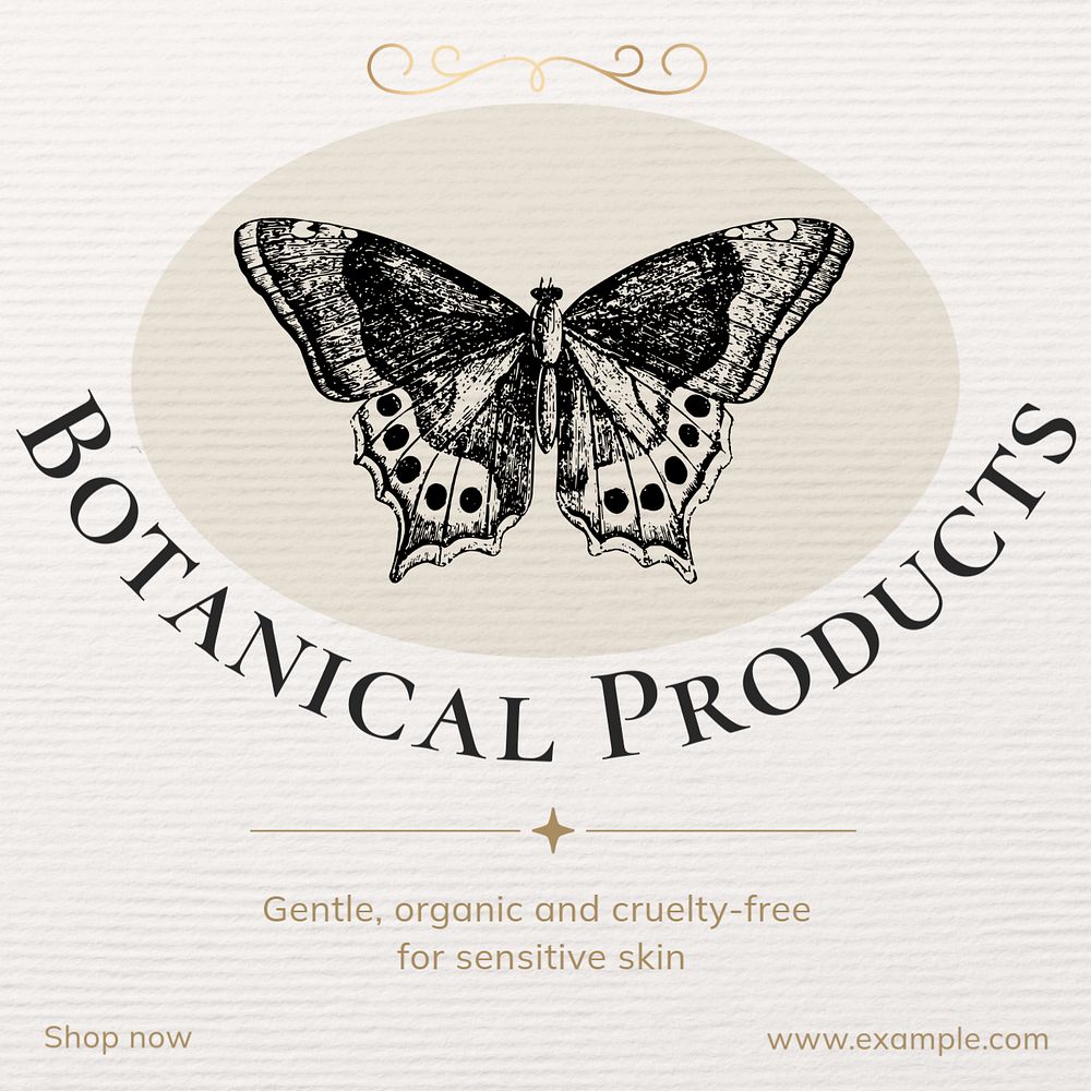 Botanical products Instagram post template, editable text