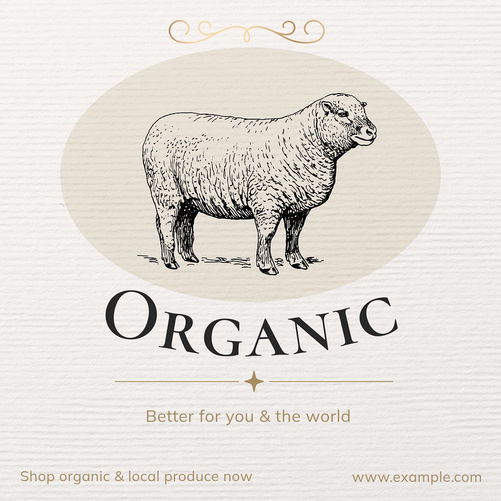 Organic produce Instagram post template, editable text