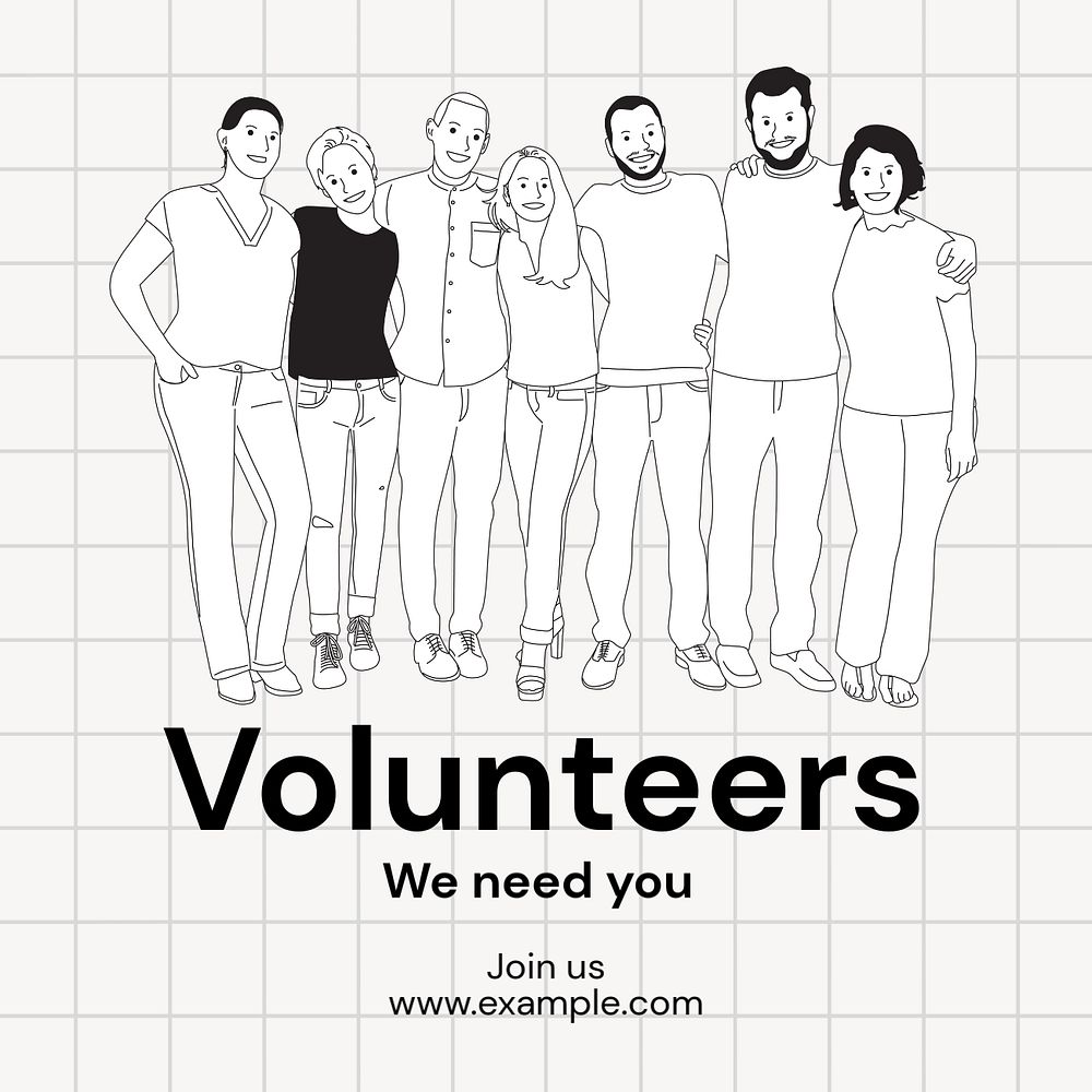 Volunteer Instagram post template, editable text