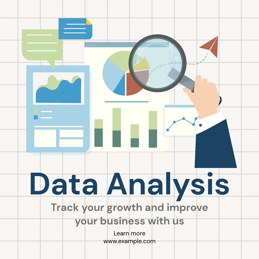 Data analysis Instagram post template, editable text