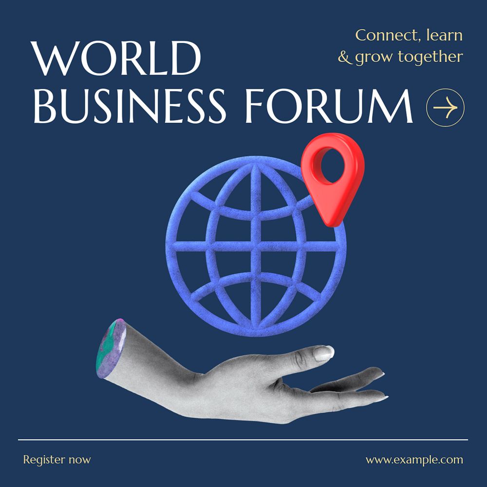 World business forum post template, editable social media design