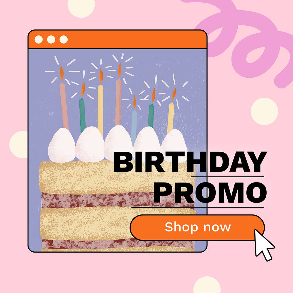 Birthday promo Facebook post template, editable design