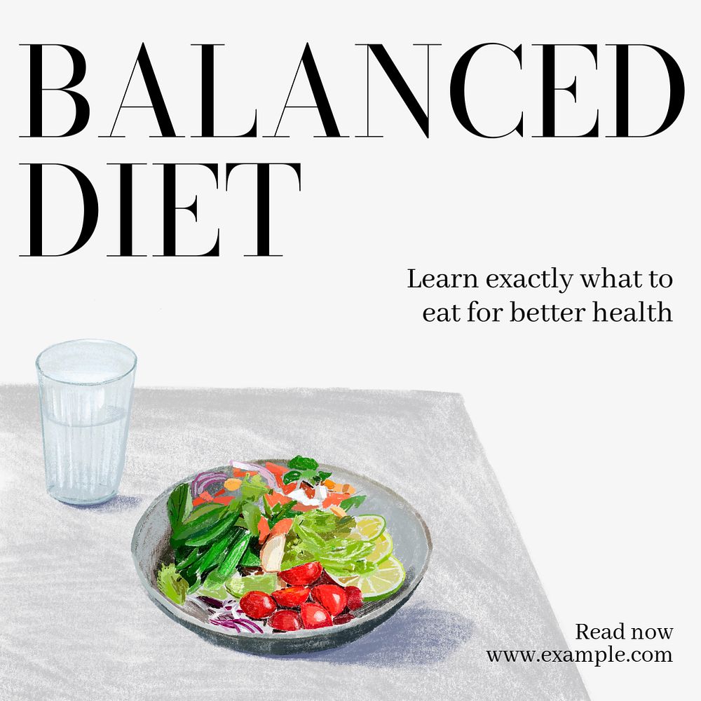 Balanced diet Instagram post template, editable text