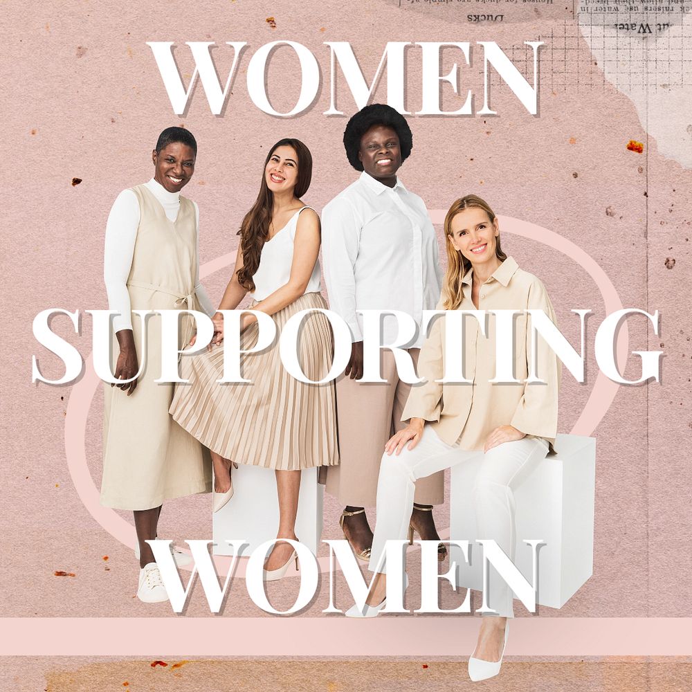 Women supporting women post template, editable social media design