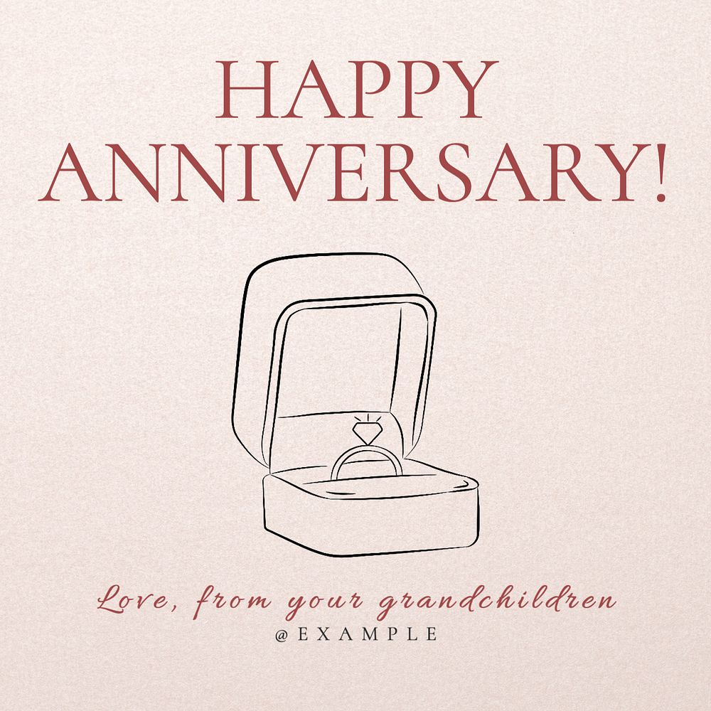 Happy anniversary Instagram post template, editable text