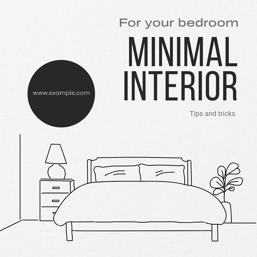 Minimal interior Instagram post template, editable text