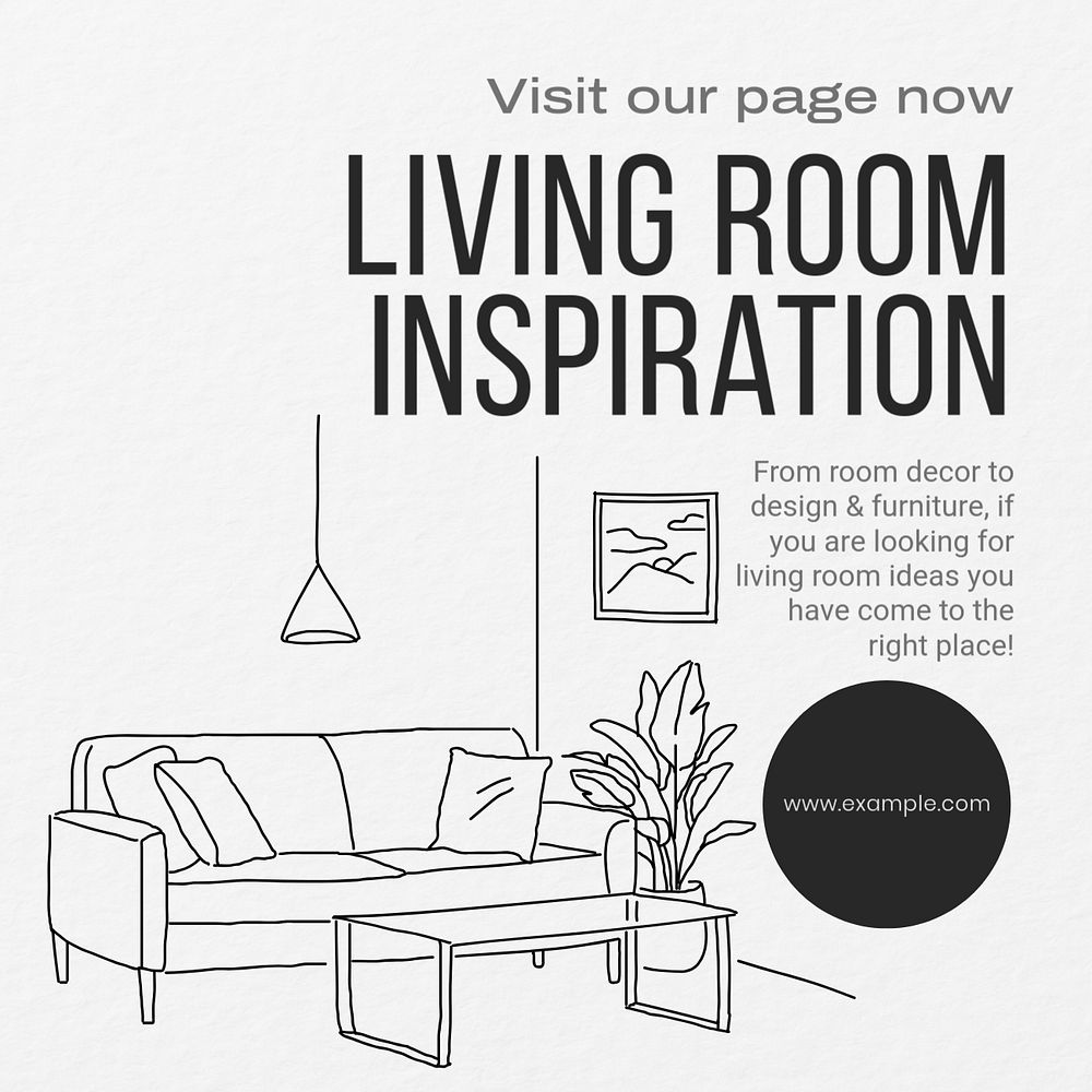 Living room inspiration Instagram post template, editable text