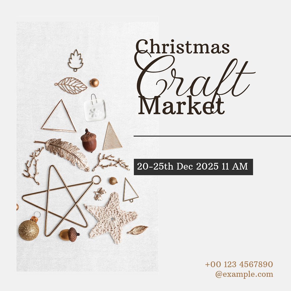 Christmas craft market post template, editable social media design