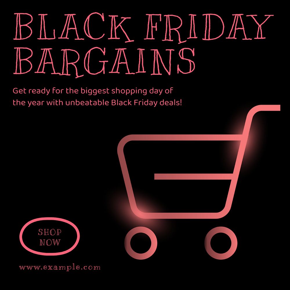 Black Friday bargains post template, editable social media design