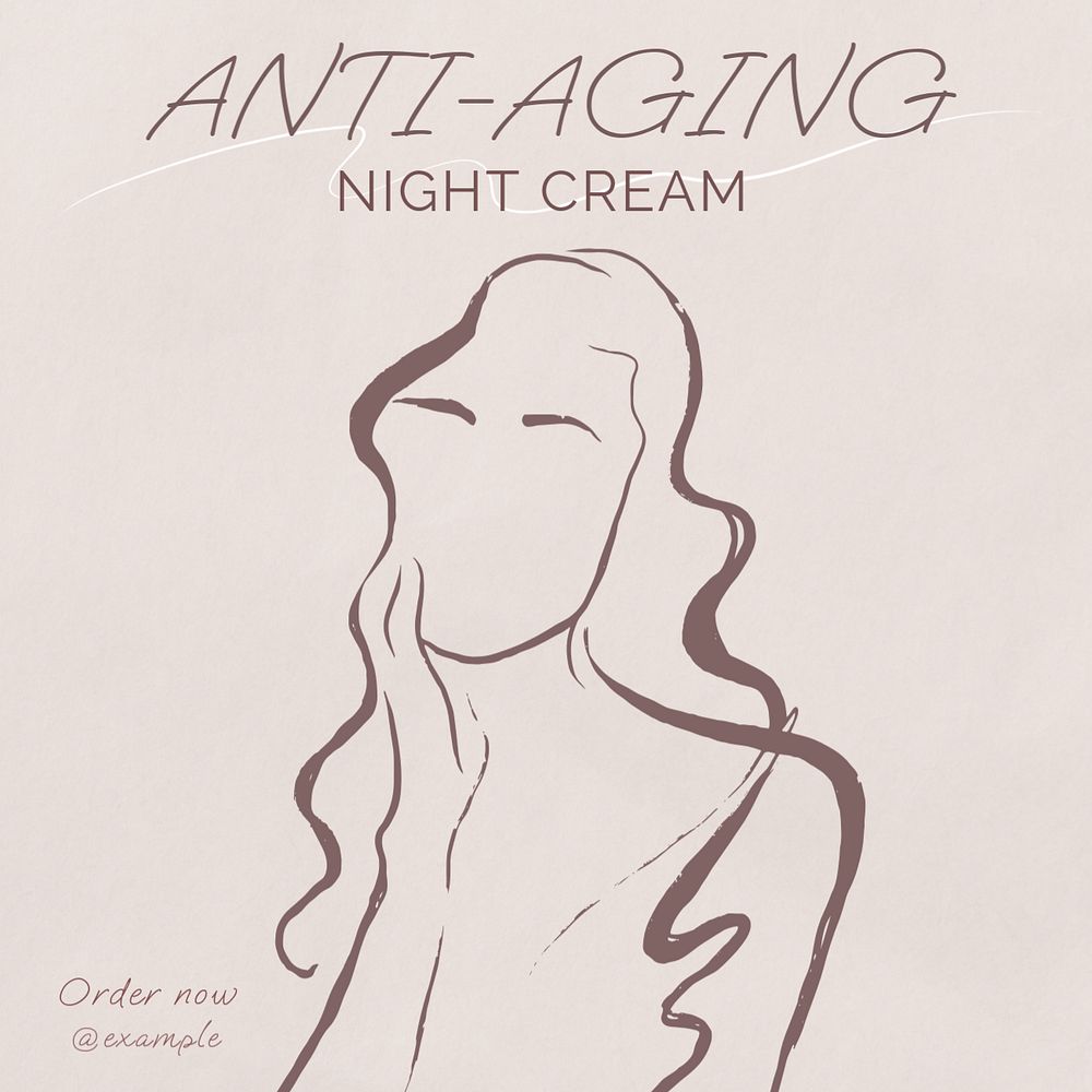 Anti-aging night cream post template, editable social media design