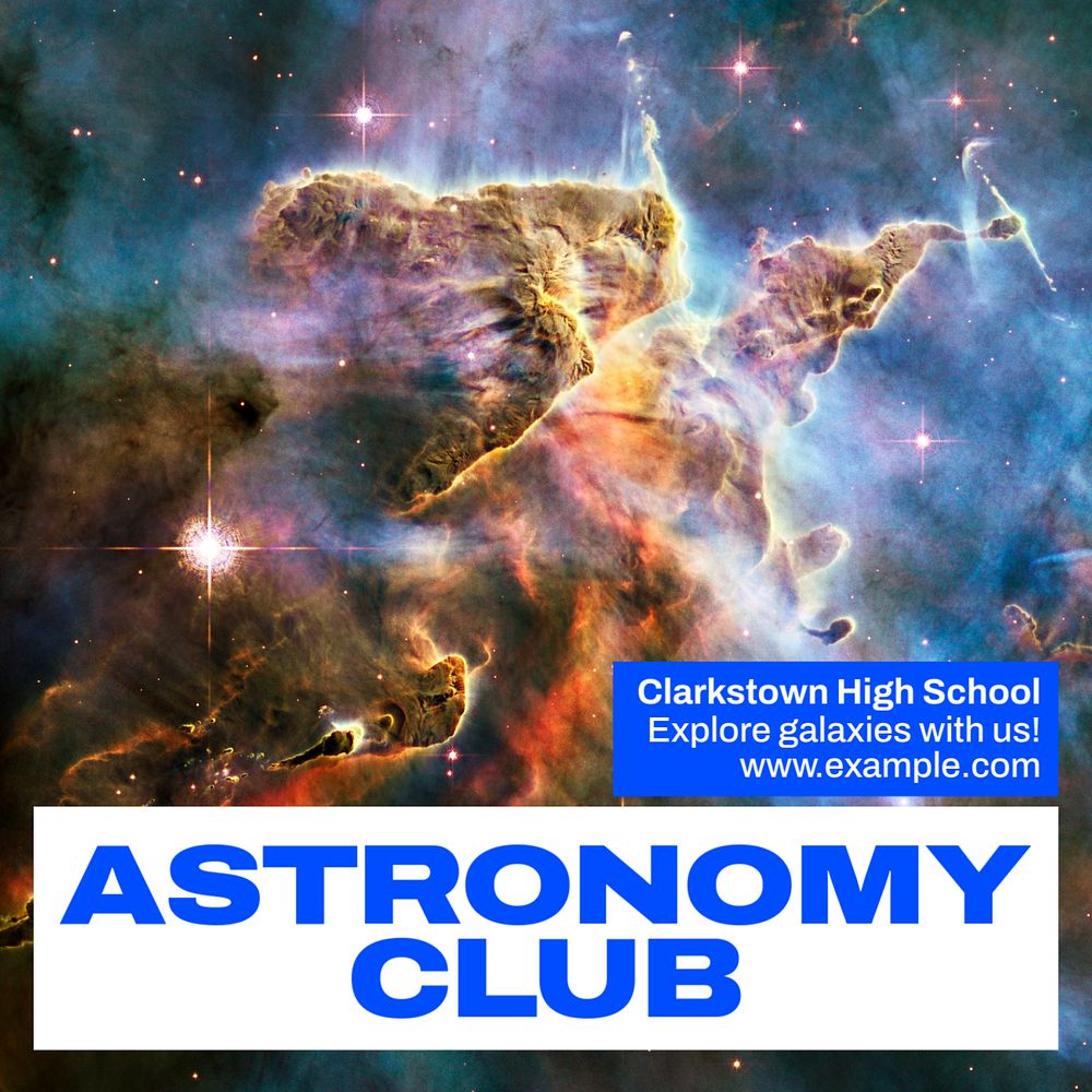 Astronomy club Instagram post template, editable text