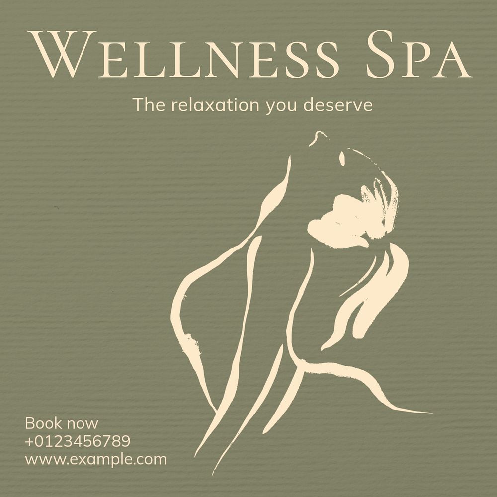 Wellness spa Instagram post template, editable text