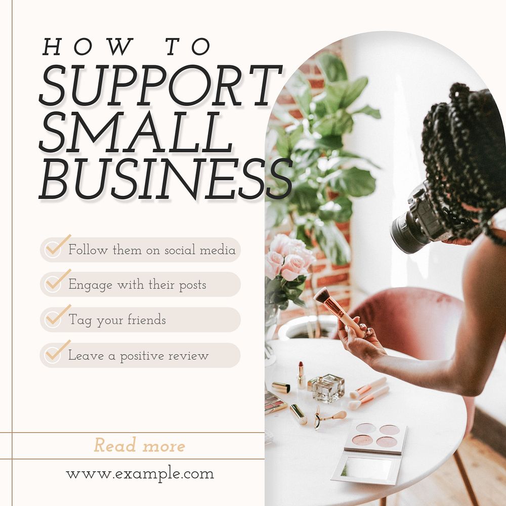 Support small business Instagram post template, editable text