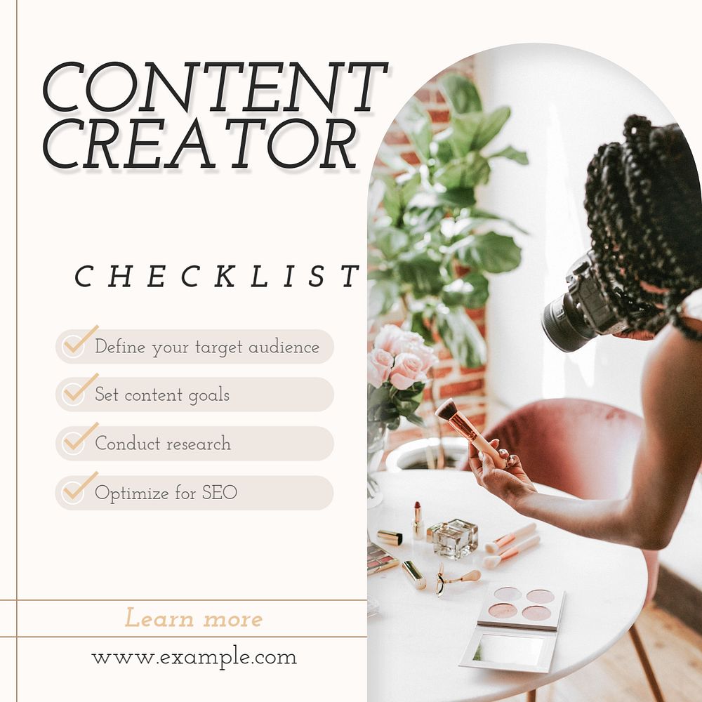 Content creator Instagram post template, editable text