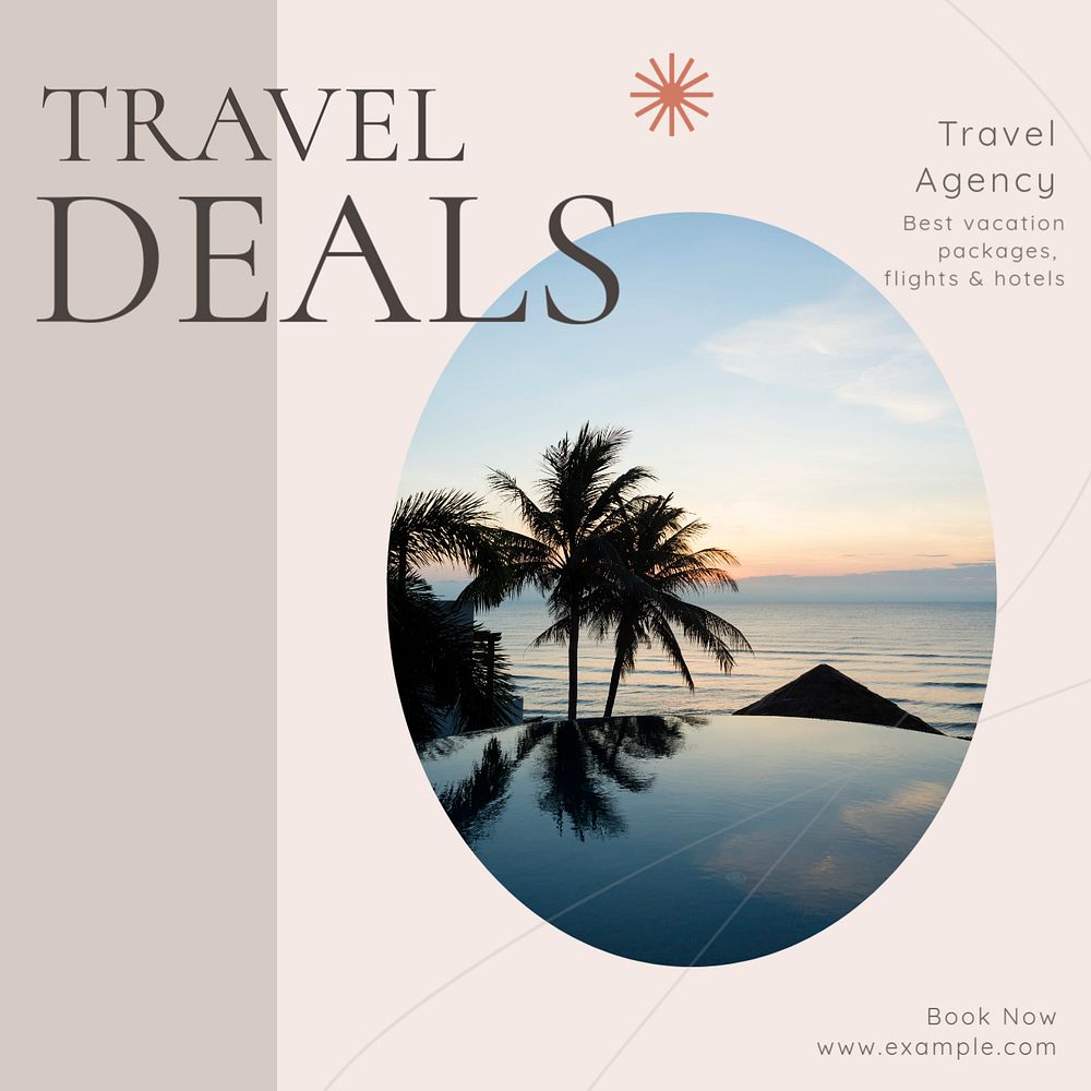 Travel deals Facebook post template, editable design