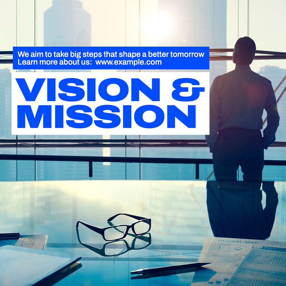 Company vision & mission Instagram post template, editable text