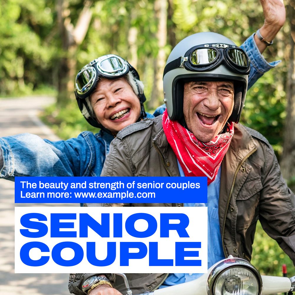 Senior couple Instagram post template, editable text