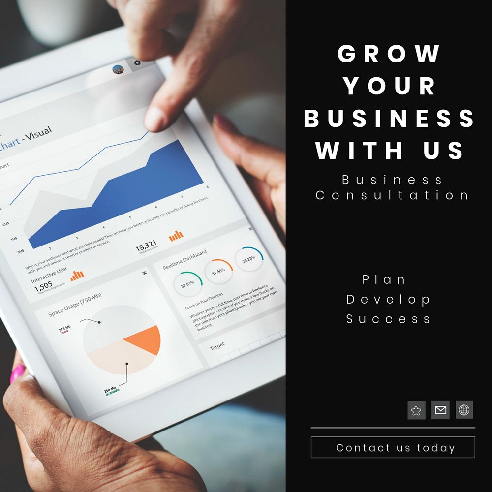 Grow your business post template, editable social media design