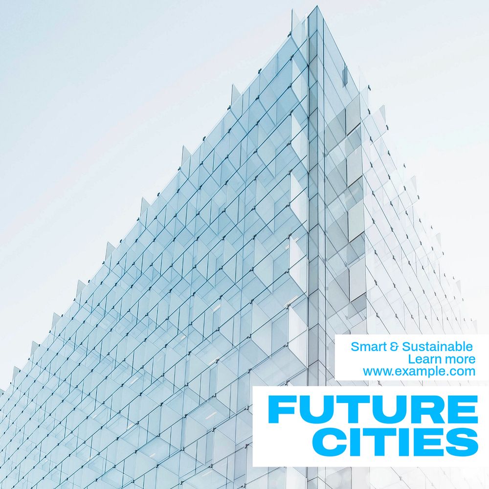 Future city Instagram post template, editable text