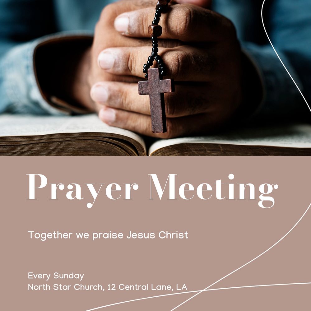 Prayer meeting Instagram post template, editable text