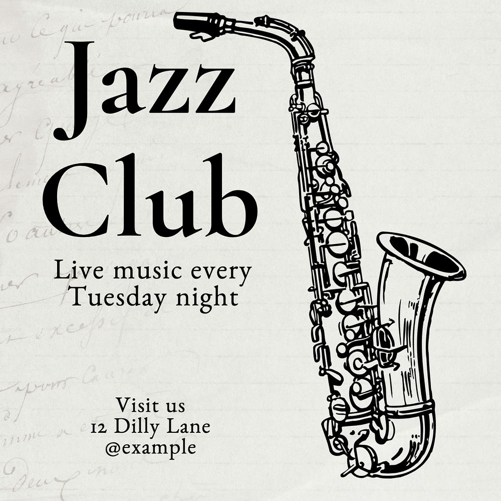 Jazz club Instagram post template, editable text