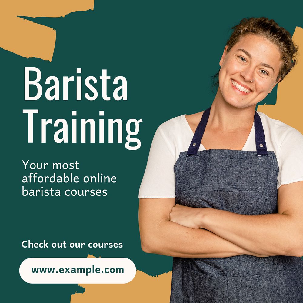 Barista training Instagram post template, editable text