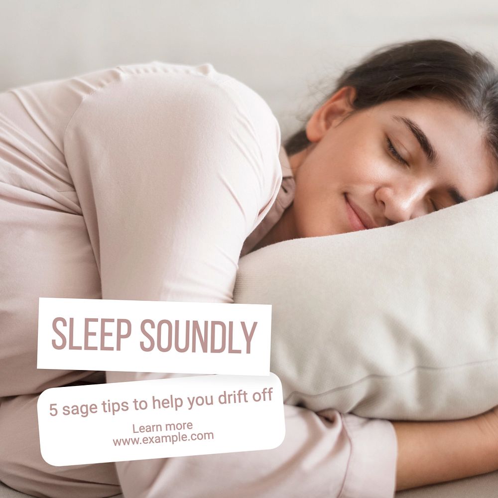 Sleep tips Instagram post template, editable text